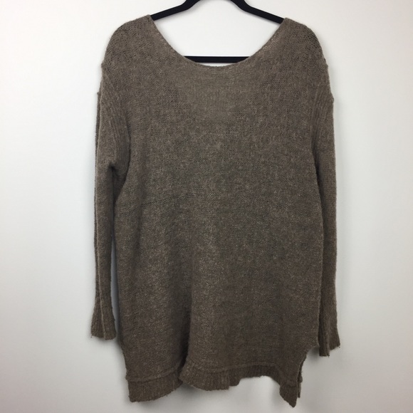 Free People Light Brown V Neck Sweater Tunic Small - Picture 7 of 8